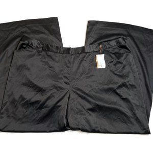 Lane Bryant Black Wide Leg Trousers Women 26 New Tall 70s Glam Shiny Party Pants